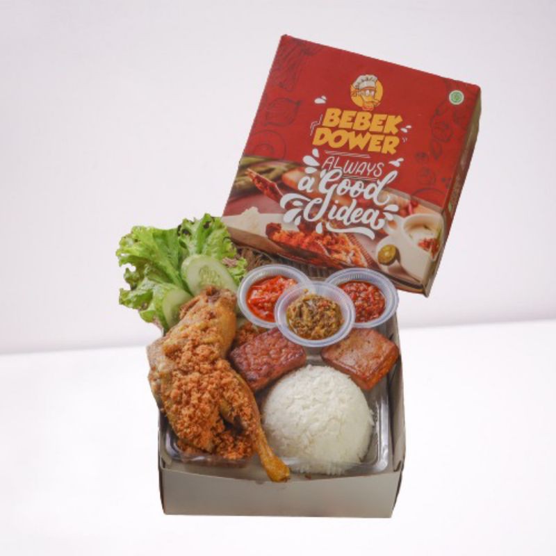 

Nasi Box Bebek Reguler1/2 Ekor 3 Sambal Tahu Tempe Bacem
