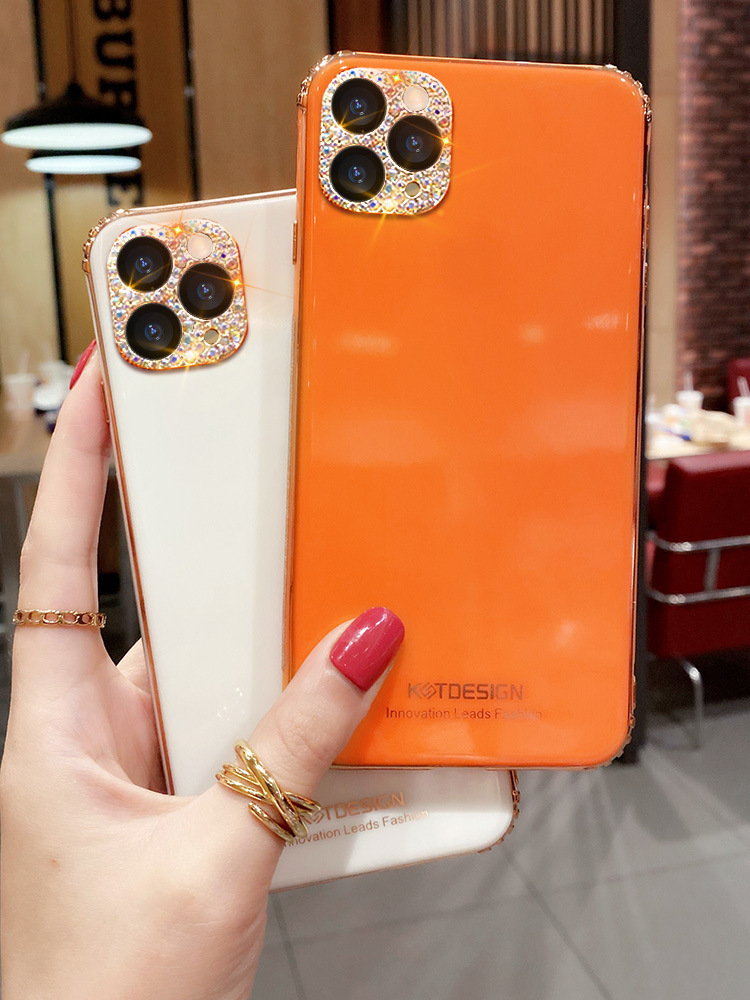 Casing ponsel Berlian imitasi lensa IPhone 11 12 Pro Max Promax 12promax 12pro 11pro Penutup ponsel Pelindung Berlian Anti-drop