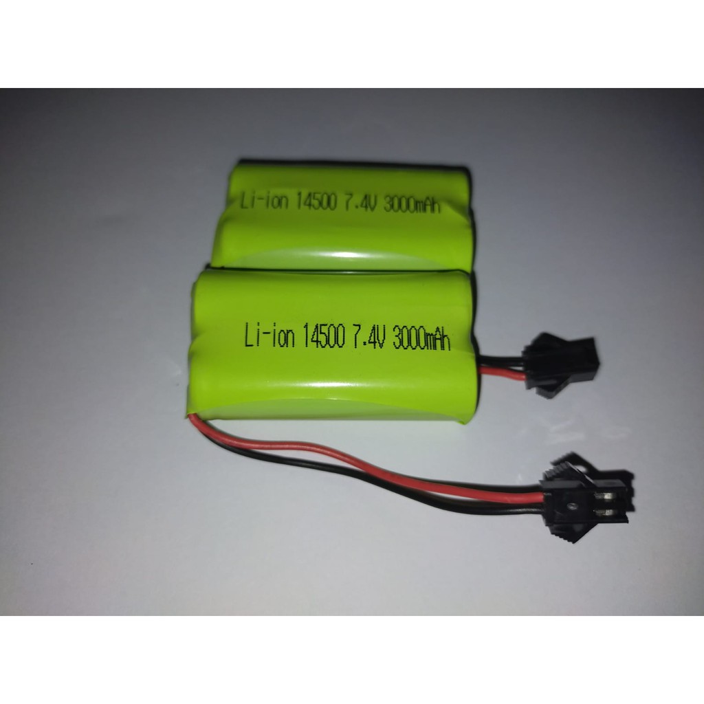 Batre RC Mobil Remot 7.4V 7,4V 3000mAh Socket Hitam 2pin 2x14500