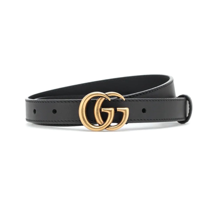 [PRELOVED] Authentic GUCCI Leather Belt Marmont Original Guci Black Gold Buckle Lengkap Gesper Monog
