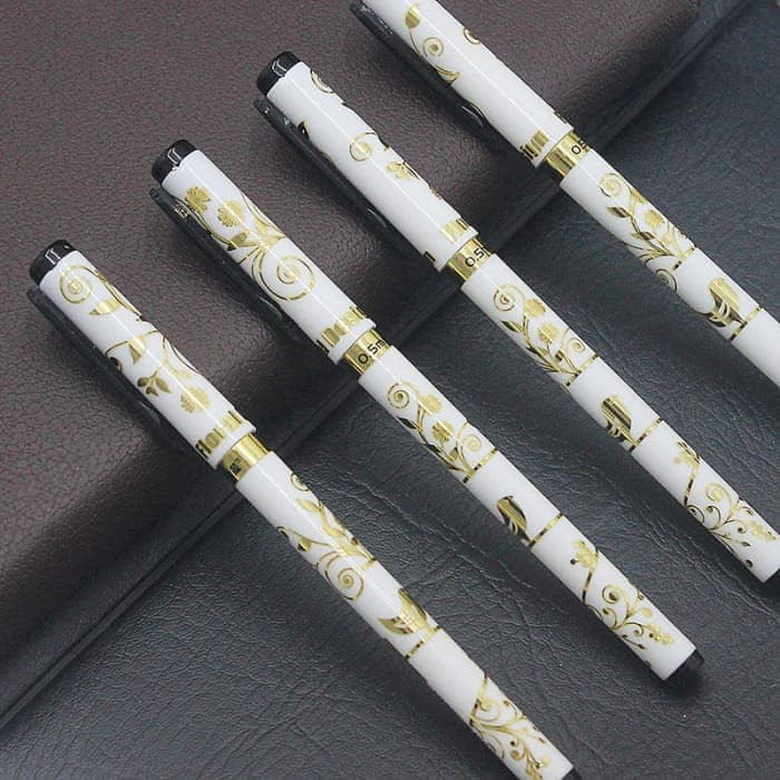 

Pena Ballpoint Bolpen Pulpen Rollerball Gel Pen 0.5 GP-765 Floral Gold