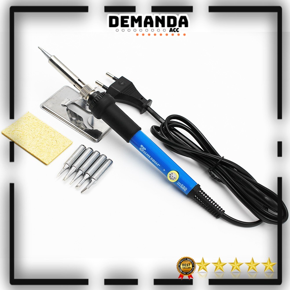 Solder listrik tangan 60w watt Pengatur Suhu Adjustable Temperature Iron 220v solder hp pc tv rakit Alat Patri Electric Soldering - Solder Listrik