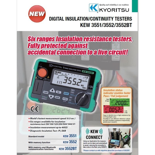 Kyoritsu 3552BT Digital Insulation / Continuity Tester