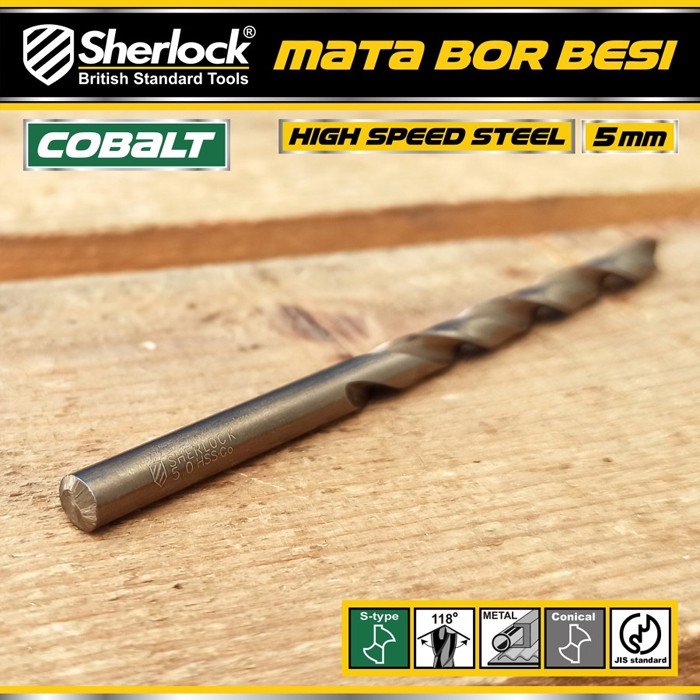 Mata Bor Besi 5 mm / Sherlock JIS Standard High Speed Steel Cobalt (1 Pcs)