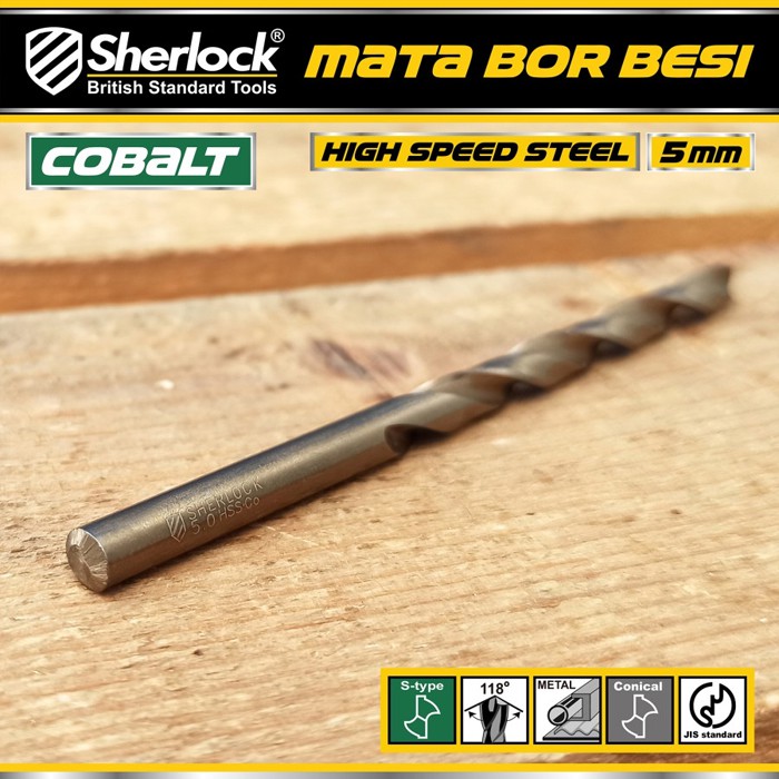 Mata Bor Besi 5 mm / Sherlock JIS Standard High Speed Steel Cobalt (1 Pcs)