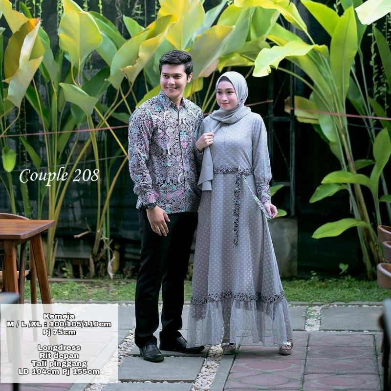 Sarimbit/ Couple Longdress Tille Kombinasi Batik - Naira Batik