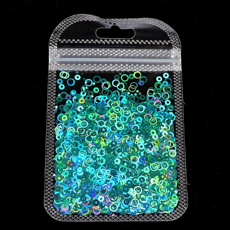 SIY  10 Colors Hollow Round Shape Holographic Chunky Glitter Epoxy Resin Festival Chunky Laser- Flakes  Mixed Sequins 2g Per