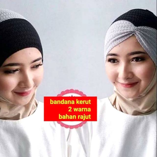 Temukan bandana/CIPUT RAJUT CERUT 2 warna | ciput rajut 2 warna rajut twotune | bandana tajut 2 tone