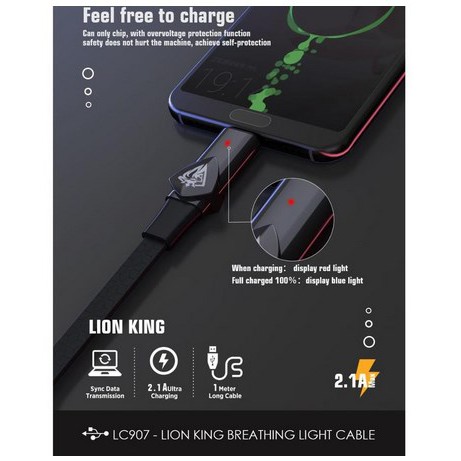 Kabel Data Mikro USB Lenyes LC907 Lightning iphone micro type-c Fast charging