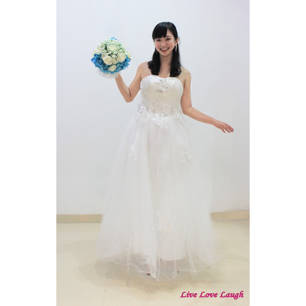 Cuci Gudang Harga Murah Gaun Pengantin Wedding Dress Strapless Madrid 6606