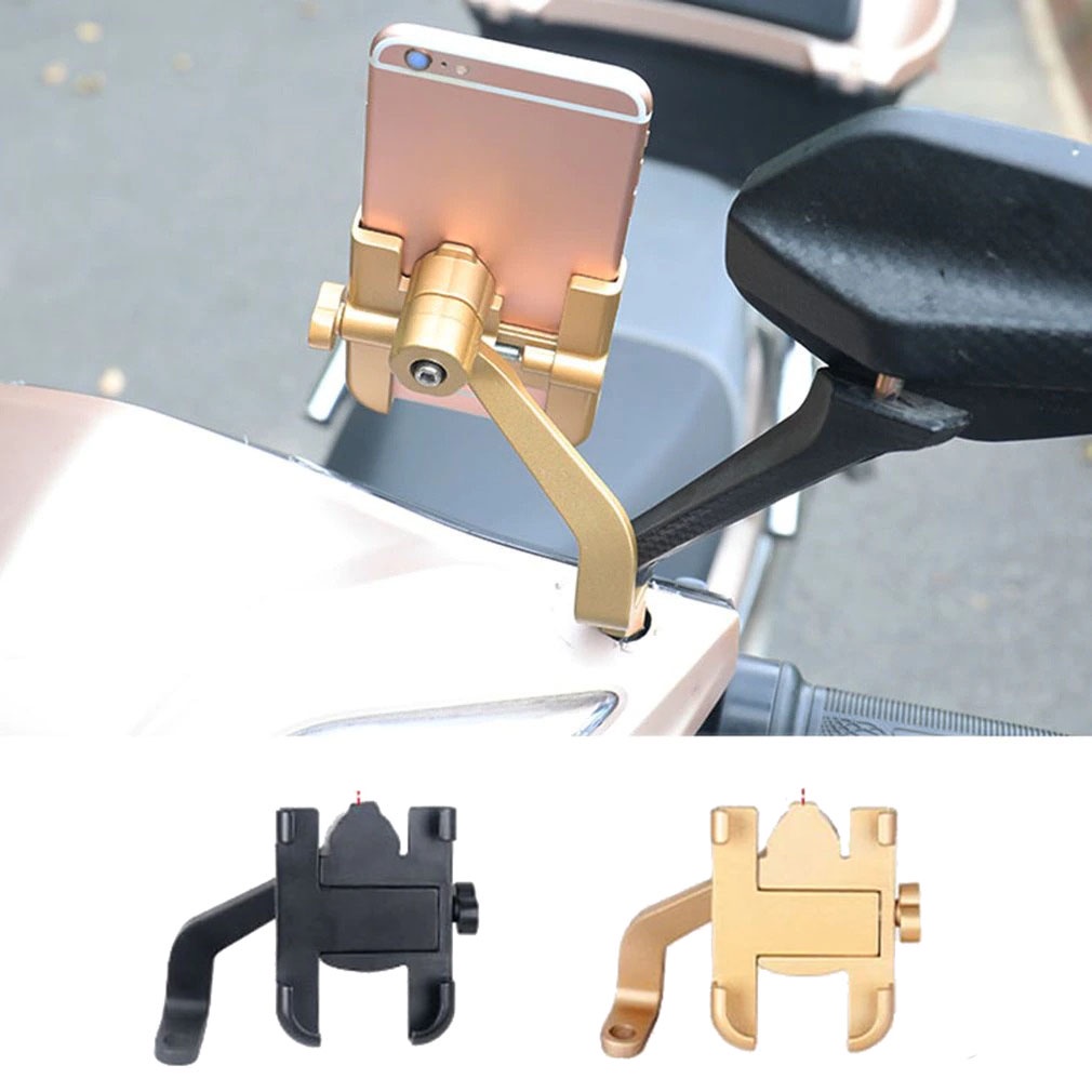 Holder Smartphone pada Spion Motor Metal Alloy Body GPS Navigasi