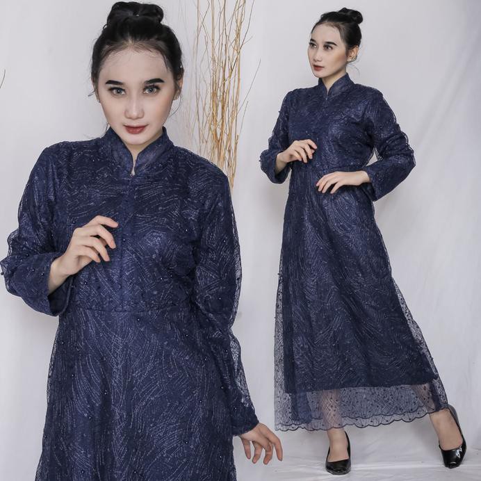 SET KEBAYA TUNIK GAMIS MUTIARA NAVY ANEKA WARNA | Shopee ...