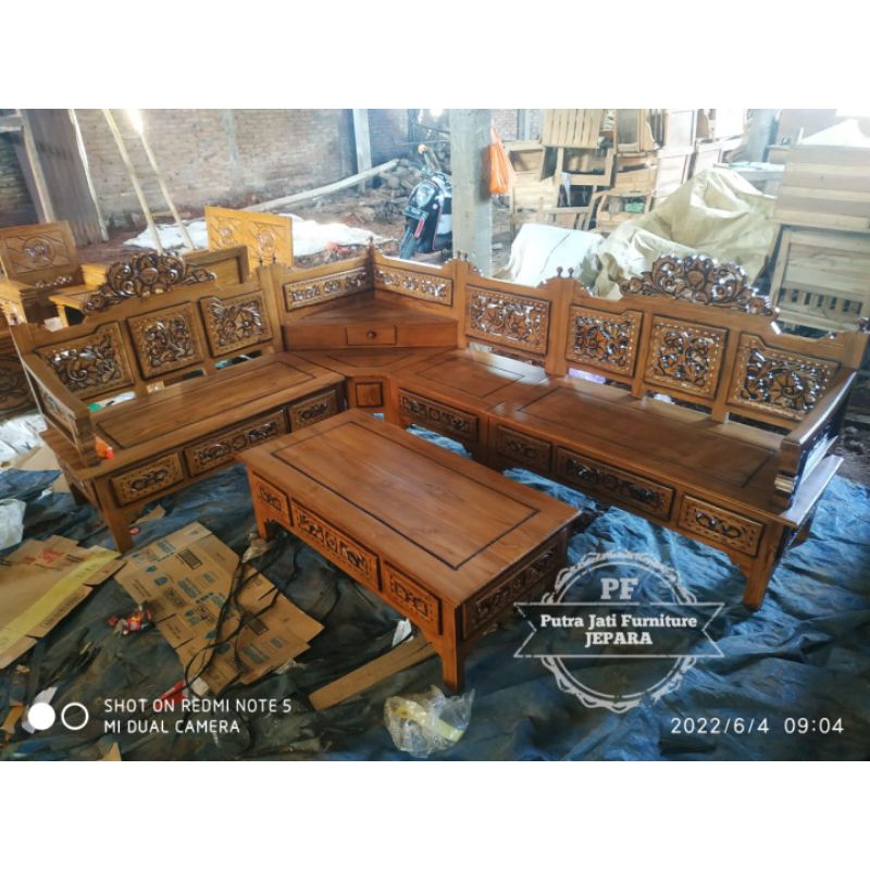 Kursi Tamu Jati Meja Tamu Sudut Ruangan Pojokan