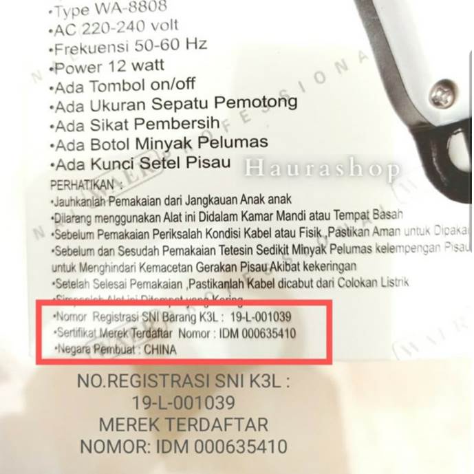 Alat Cukur Rambut Listrik Original WAER WA-8808 / Hair Clipper WAER 8808 Serupa Wahl