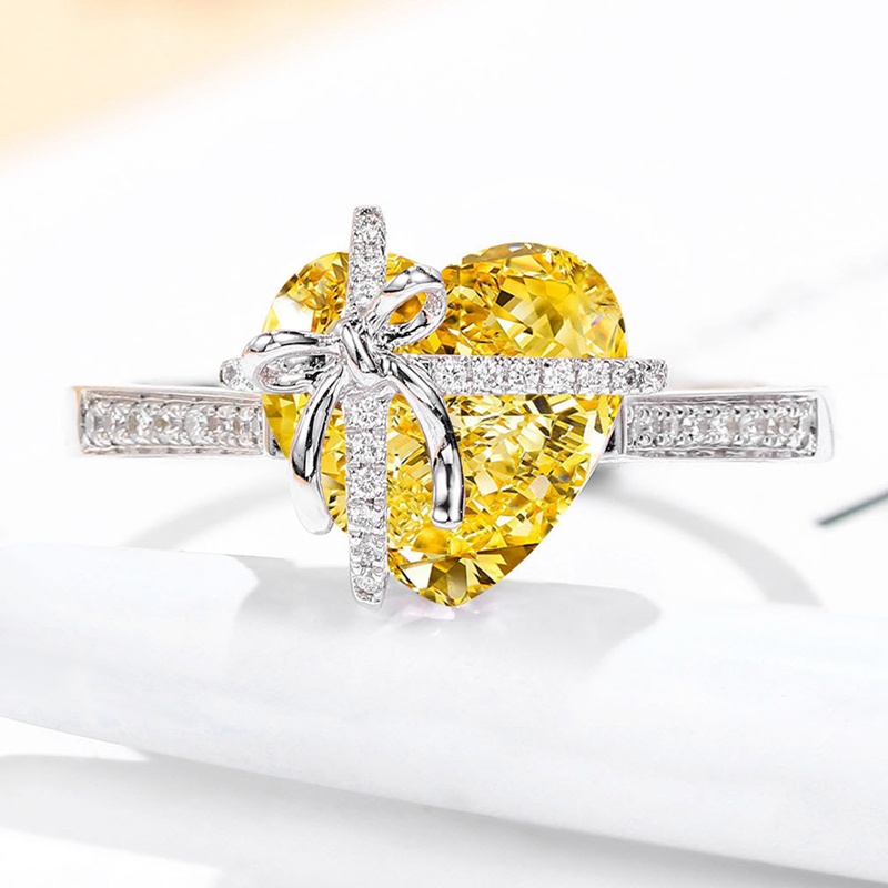 Cincin Wanita Desain Hati Hias Zircon AAA Untuk Pernikahan / Tunangan / Hadiah Ulang Tahun