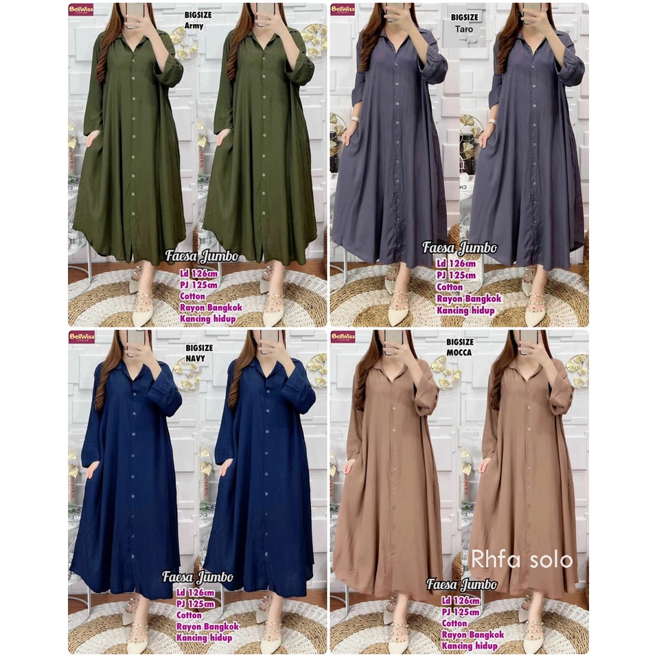 FAESA MIDI / 13.7 / BAHAN KATUN RAYON BANGKOK / LD 126 / PB 125 / ALLSIZE JUMBO / FULL KANCING / BELLWIS