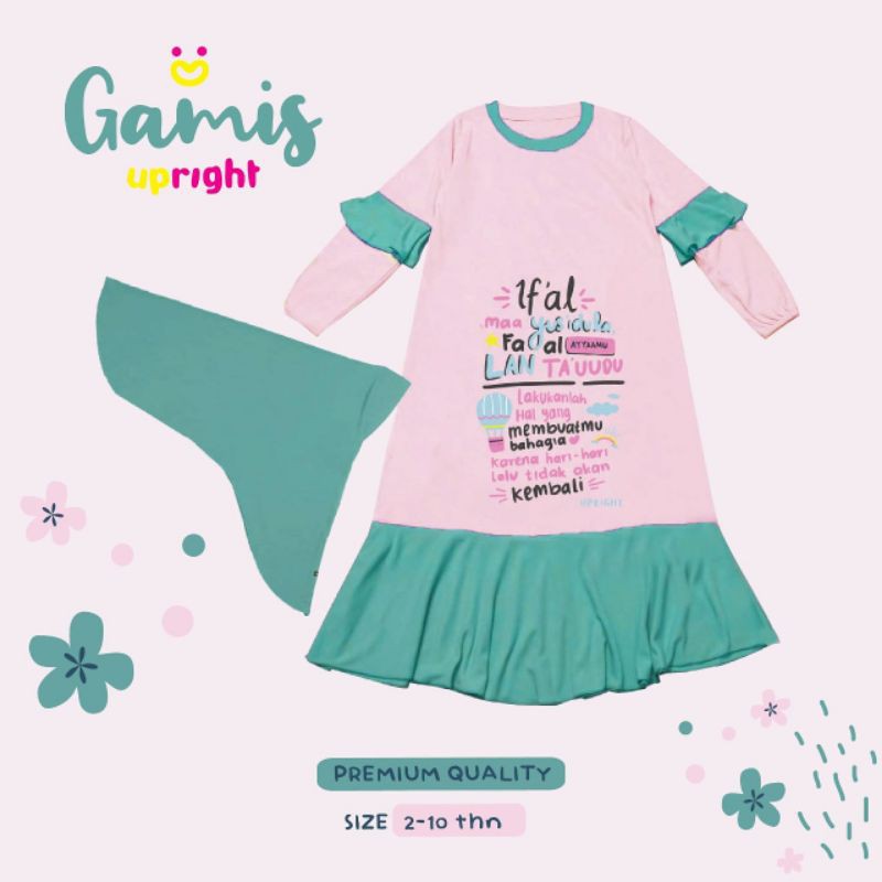 Gamis Anak Upright 4-12 Tahun/ Baju Muslim Anak Upright/ Set Muslim Anak