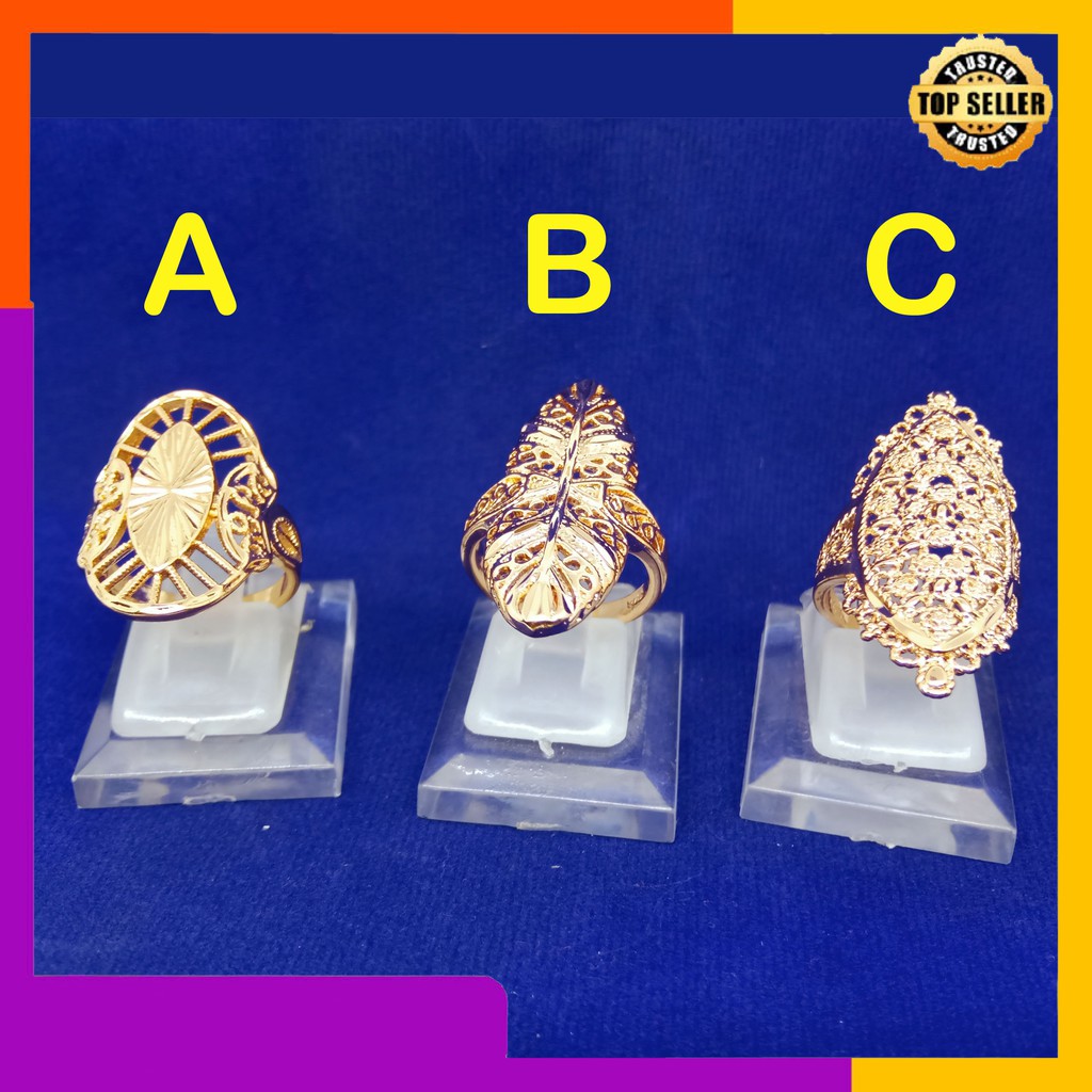 Cincin model kerawangan lapis emas 18k