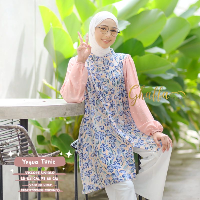 YEYUA TUNIC BY GHAFFA THE LABEL / TUNIK MOTIF WANITA MUSLIMAH / Baju wanita modern premium