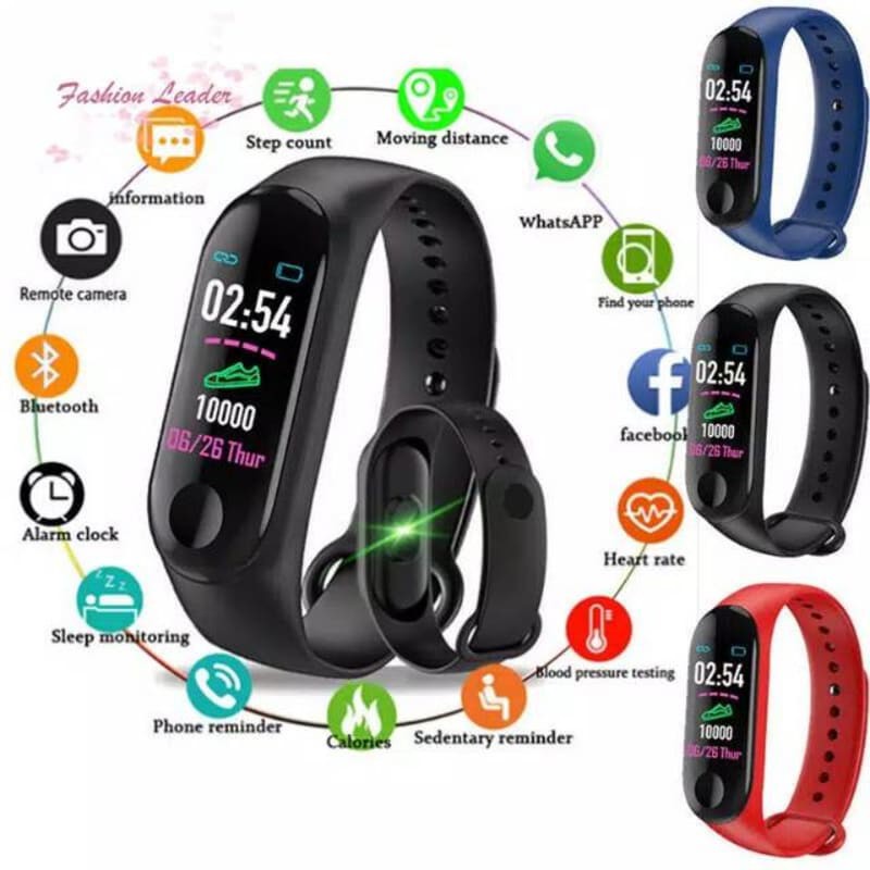 READY STOCK M3 Smartwatch Bluetooth dengan Monitor Detak Jantung Anti Air