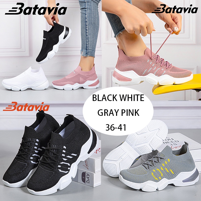 UKTN hitam merah muda  sepatu kanvas wanita rajut sepatu wanita  sepatu tanpa tali hitam Sepatu Wani