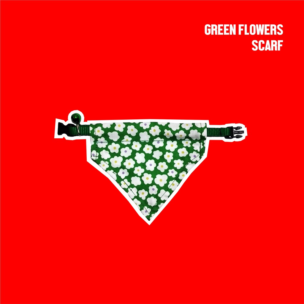 SCARF KUCING CUTE & AKSESORIS 'Green Flowers Scarf'