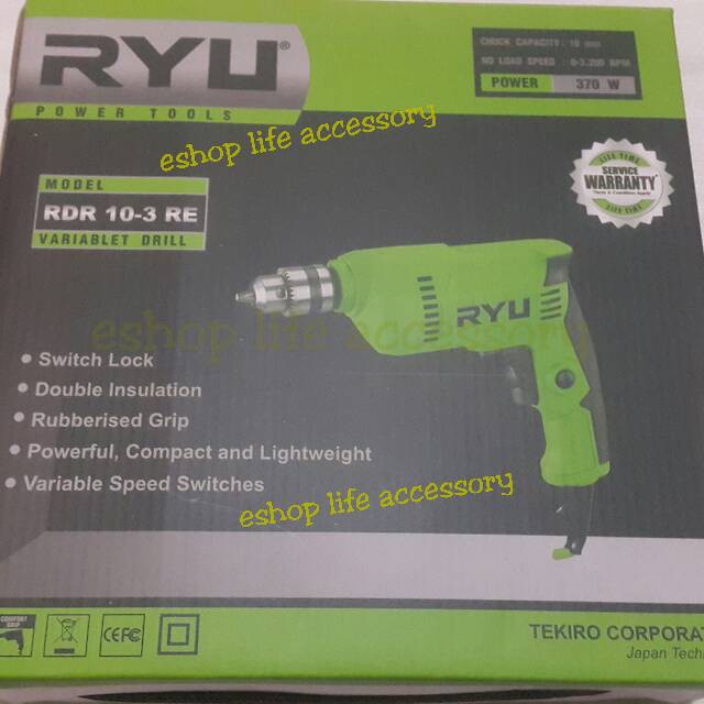 Mesin Bor Beton /Impact Drill 10 mm/10mm RYU RIR 10-3 RE by Tekiro