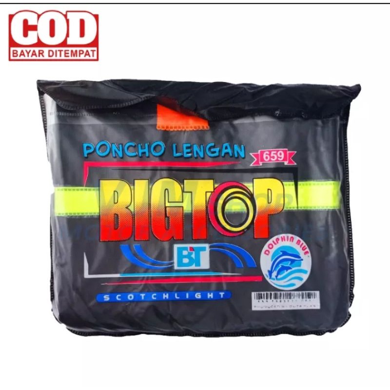 Jas hujan Ponco Lengan BIG TOP 659 Dolphin Blue Pria Wanita / Poncho Raincot Mantel Ujan Jumbo big size murah berkualitas tebal awet Terlaris