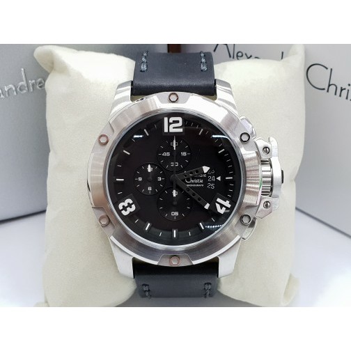 Jam Original Alexandre Christie 6295 Hitam Silver Pria Terbaru