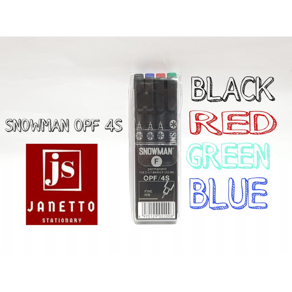 

Snowman Spidol Permanent OHP Marker OPF 4S / Fine Nib Set isi 4