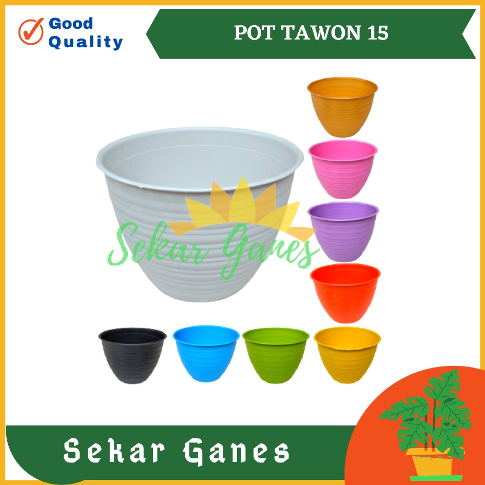 POT TAWON MDN 15 WARNA PINK HIJAU UNGU ORANGE KUNING BIRU - POT PLASTIK 15CM VAS