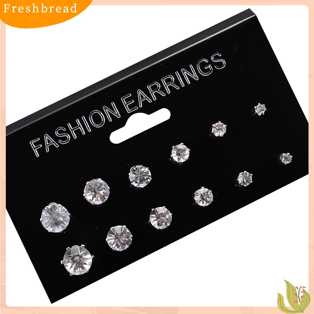 [TERLARIS]12/6 Pairs Classic Rose Shape Cubic Zirconia Stud Earrings Women Jewelry Set