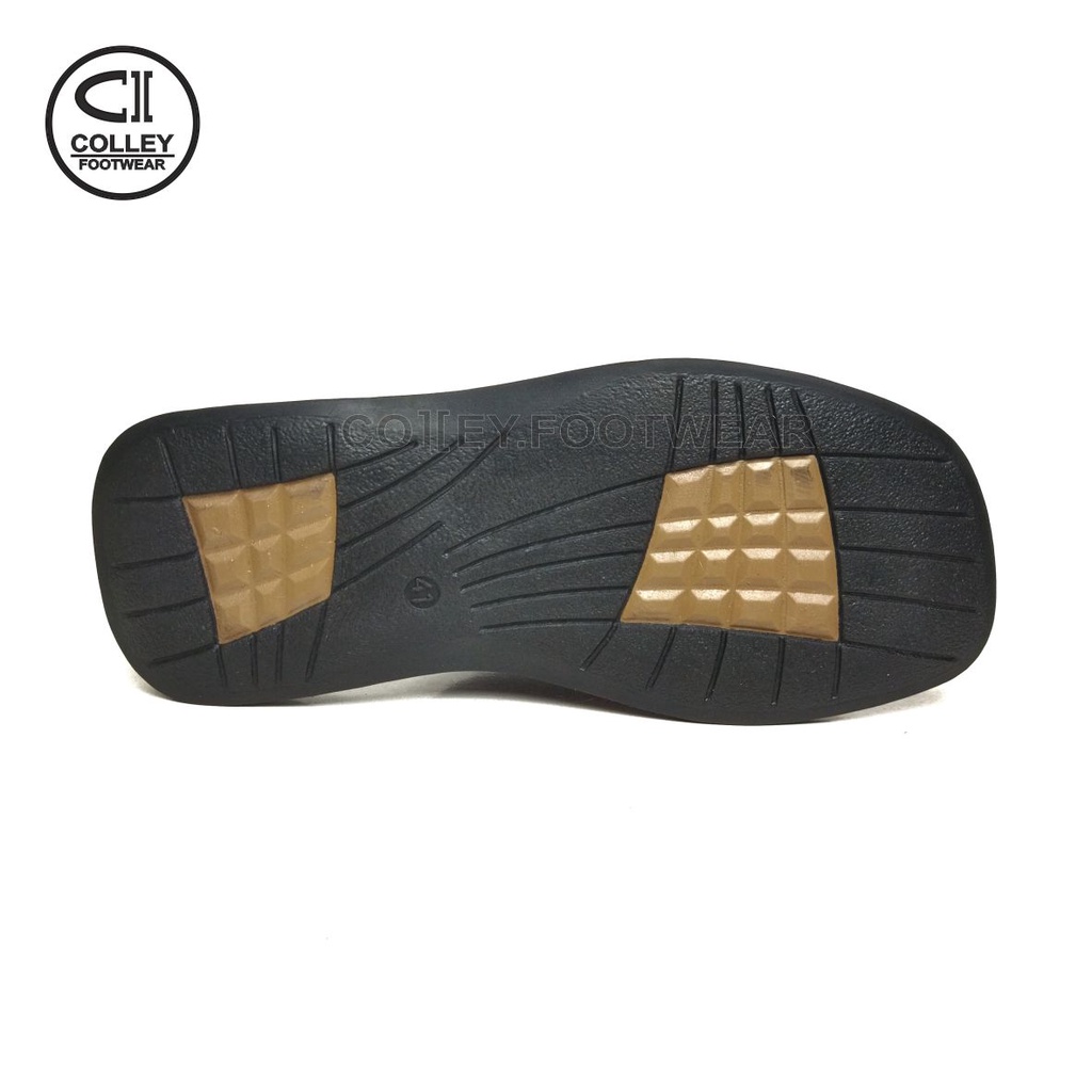 COD - SANDAL HITAM FULL KULIT ASLI 100% / SANDAL KASUAL PRIA COLLEY / HITAM CLY-SB1-038