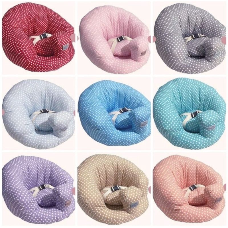 Baby hai kursi sofa harvey polkadot bayi belajar duduk bahan kain dengan gesper / penahan