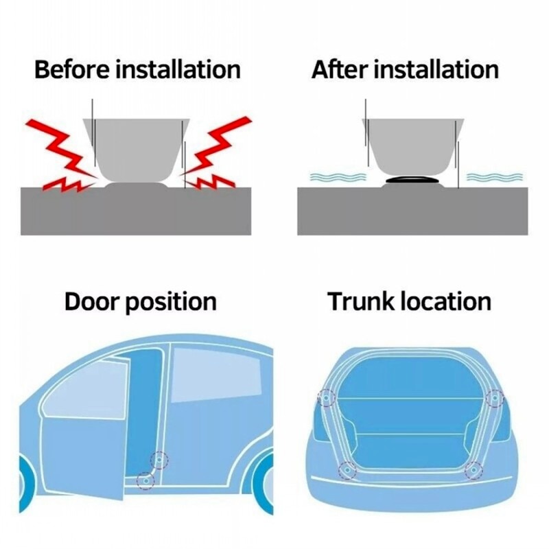 10Pcs Car Door Shock Stickers With Trunk Sound Insulation Pad Shockproof Thickening Absorbing Gasket