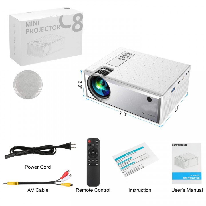 Cheerlux C8 Proyektor Mini LED 1800 Lumens WiFi TV Tuner