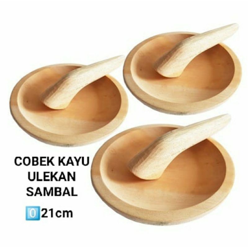 Cobek Kayu + Ulekan berkualitas | Ulekan Kayu | Ulekan Kayu Murah | Cobek Kayu