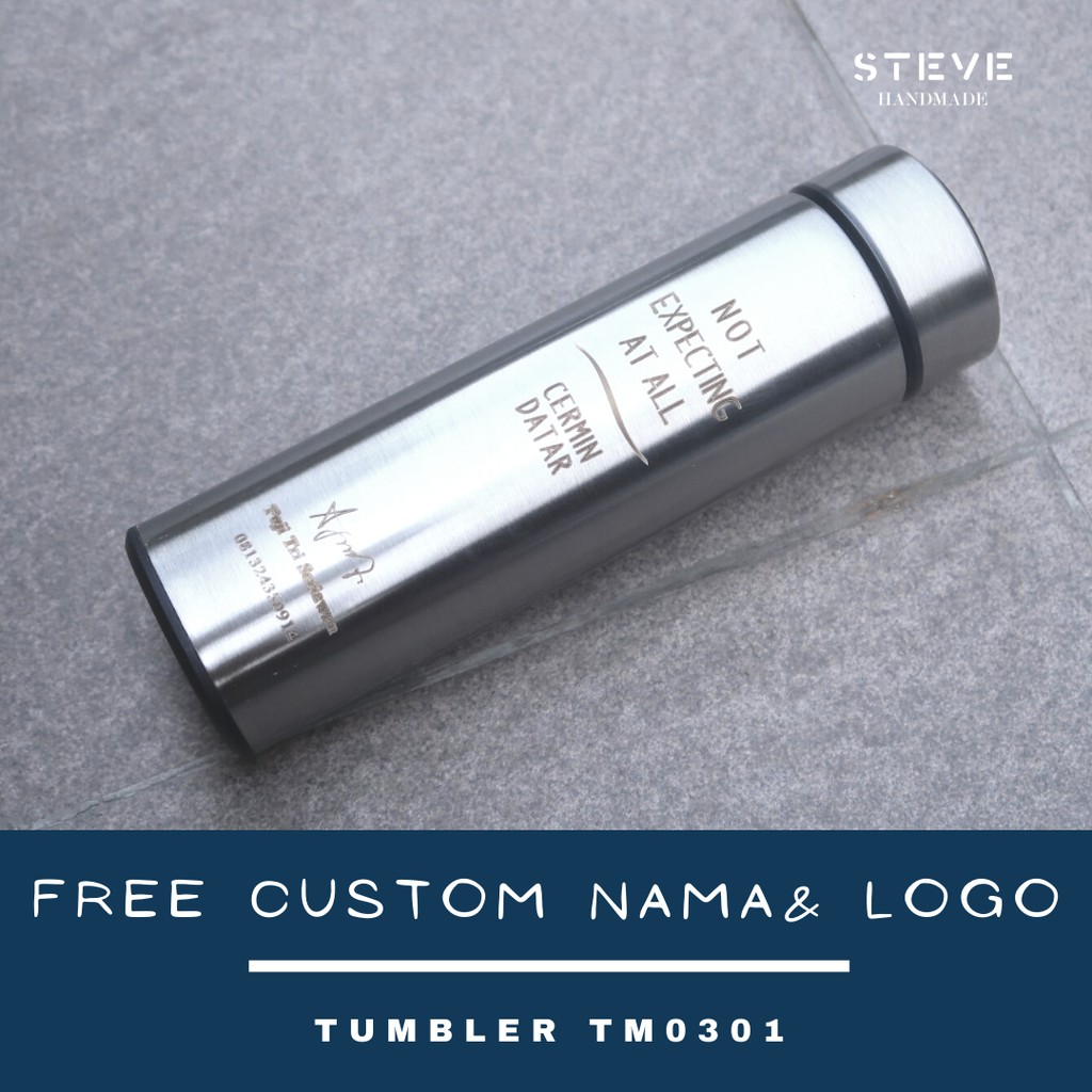 Botol minum stainless termos vacuum tumbler travel TM0301 SILVER Custom Tahan Air Panas dan Dingin