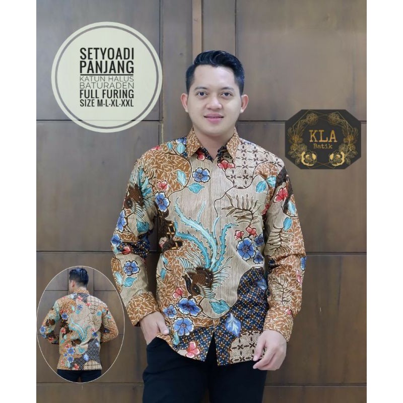 TERBARU! Kemeja Batik Lengan Panjang Lapis Furing SETYOADI PANJANG Bahan Katun Baturaden