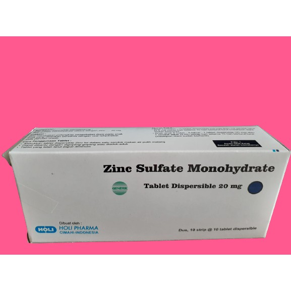 ZINC SULFATE 20 MG MERK HOLI PER BOX