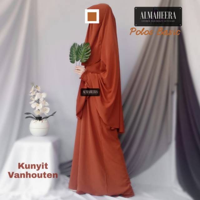  Simple  Basic Gamis  Syari Set Free Cadar KUNYIT VANHOUTEN 