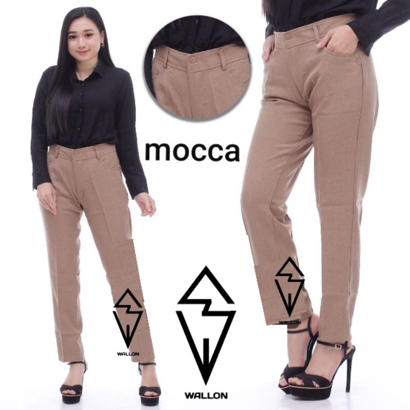 CELANA KERJA WANITA RESLETING CELANA MOCCA BAHAN FORMAL