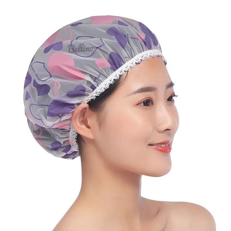 Topi Mandi Wanita Elastis Motif / Shower Cup Mandi Penutup Rambut Murah Berkualitas / Topi Keramas