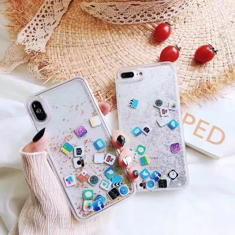 Casing IPhone 13 Pro Max 11 Pro Max 12 Pro Max 14 Pro Max 6 6S 7 Plus 8 X XR XS Max Aksen quicksand Glitter