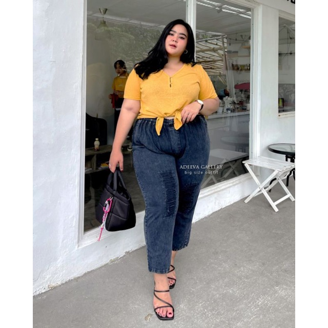 ADEEVA Redea Pants Super Jumbo Celana Jeans Wanita Jumbo