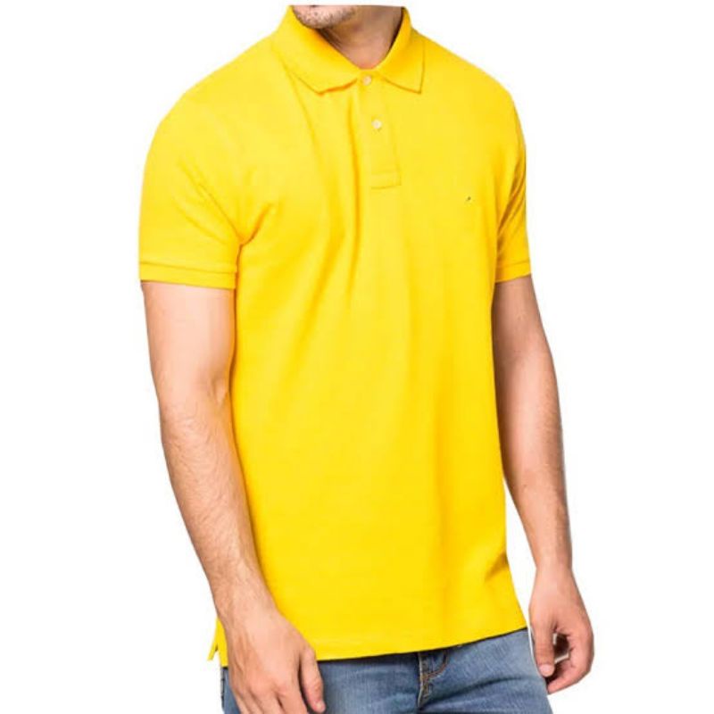 [NEW ] BAJU KAOS KERAH LAKOS KUNING POLOS PRIA DEWASA