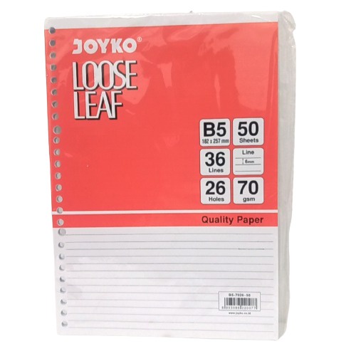 

Joyko loose leaf B5 polos isi 50 Lembar / Kertas binder polos B5 Joyko