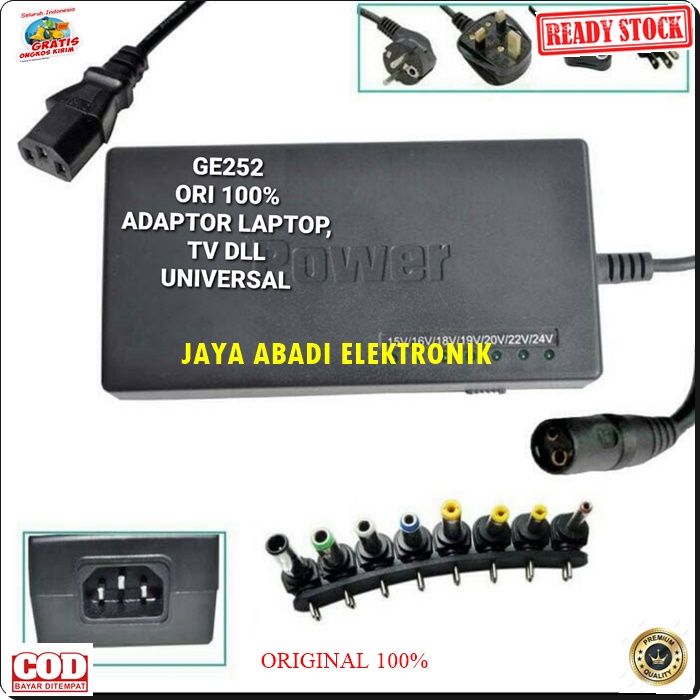 G252 ADAPTOR LAPTOP TV DLL MULTI UNIVERSAL DEKSTOP CHARGE TRAVEL BATRE DUAL DUA MULTI DC AC SOCKET UNIVERSAL INDIKATOR STABILIZER VOLTAGE BISA UNTUK SEGALA JENIS ALAT ELEKTROIK YANG SUPPORT HARGA TERJANGKAU