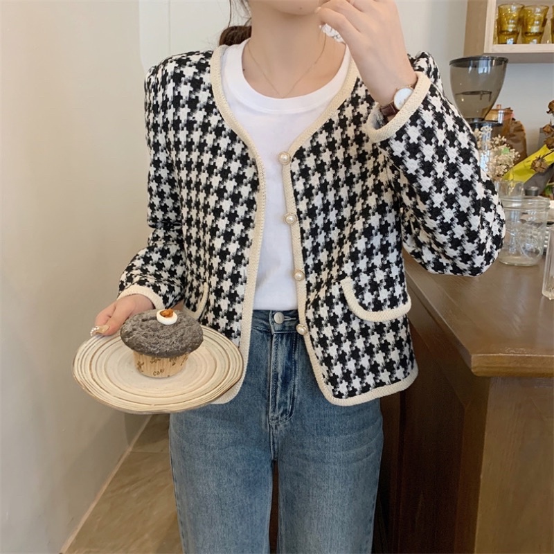 OUTER WANITA TWEED TOP IMPORT BLAZER ATASAN LENGAN PANJANG MX706