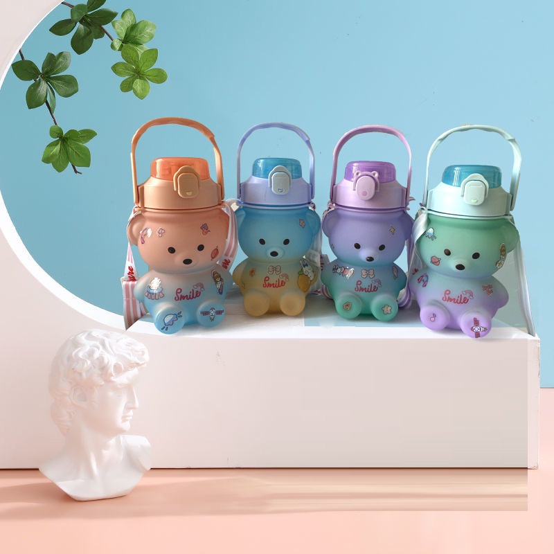 Jual botol/botol bear smile gradasi free sticker/botol gemoy bear/botol ...